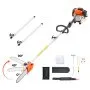 VEVOR Gas Pole Saw, 43CC 2 Stroke Gas Powered Pole Saws with 10 in Cutting Bar, Cordless Tree Trimmer with Rotatable Head, 6.9 to 11.8 ft Extendable, Powerful Chainsaw for Tree Trimming Pruning