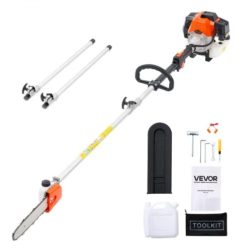 VEVOR Gas Pole Saw 43CC 2-Stroke Cordless Tree Trimmer 25.4 cm Cutting Bar