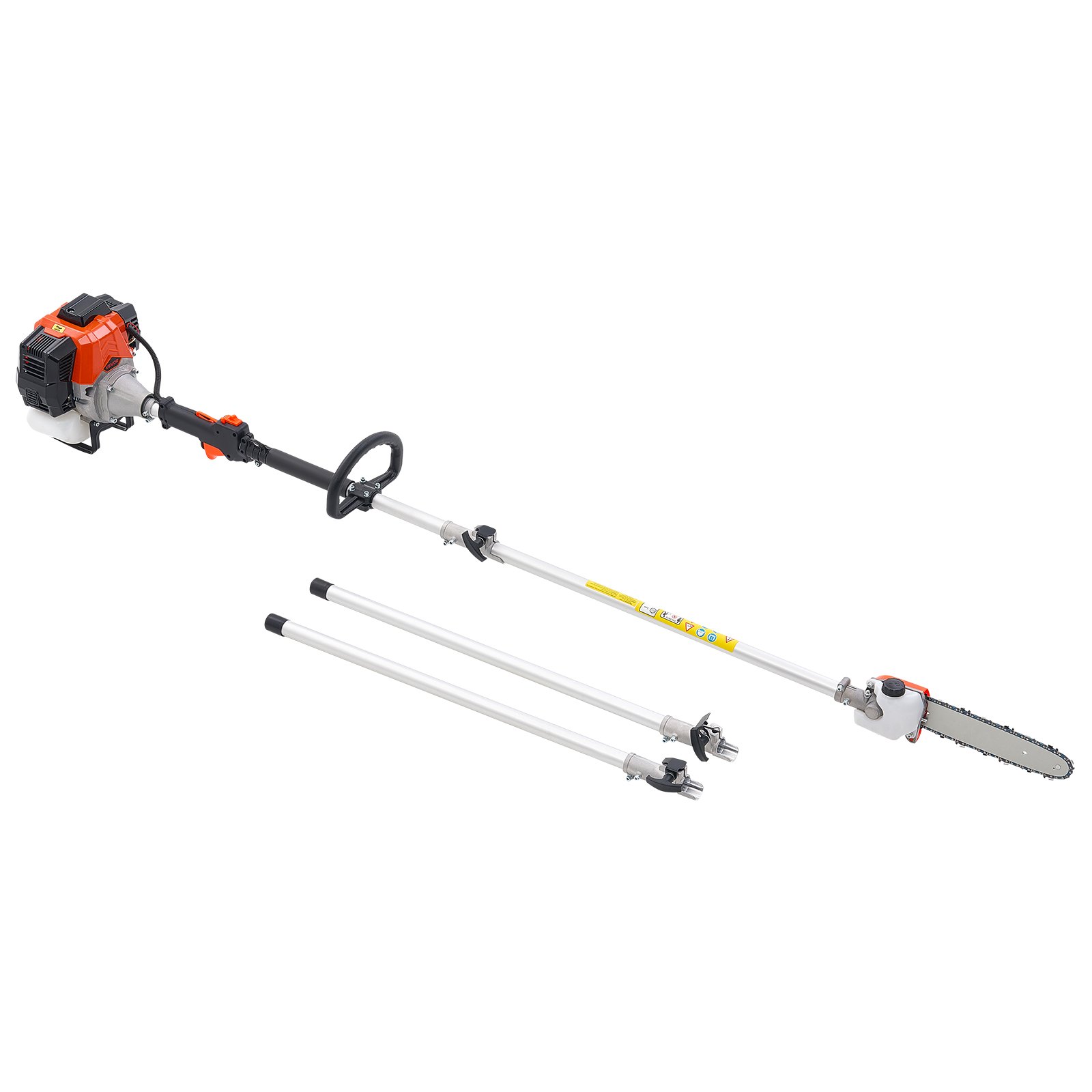 VEVOR Gas Pole Saw, 33CC 2 Stroke Gas Powered Pole Saws with 20.3 cm Cutting Bar, Cordless Tree Trimmer with 850ml Fuel Tank, 2.08 to 3.58 m  Extendable, Powerful Chainsaw for Tree Trimming Pruning