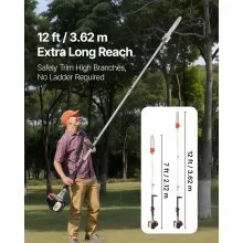 Gas Pole Saw 25CC 2-Stroke Extendable Cordless Tree Trimmer 12 in Cutting Bar