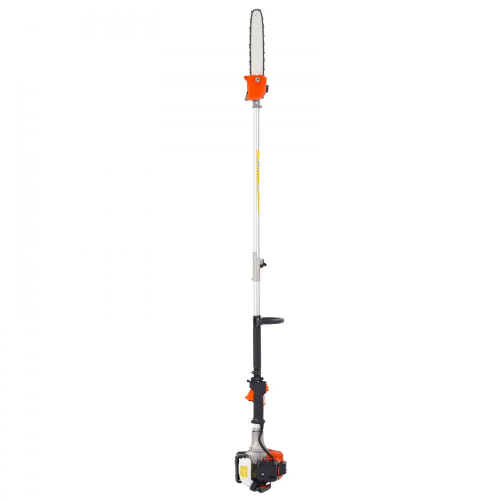 VEVOR Gas Pole Saw, 25CC 2 Stroke Gas Powered Pole Saws with 12 in Cutting Bar, Cordless Tree Trimmer with 23 fl.oz Fuel Tank, 7 to 12 ft Extendable, Powerful Chainsaw for Tree Trimming Pruning