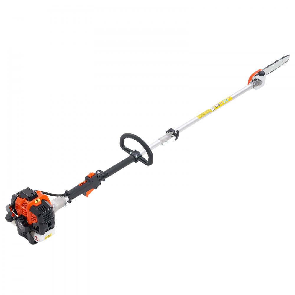 VEVOR Gas Pole Saw, 25CC 2 Stroke Gas Powered Pole Saws with 12 in Cutting Bar, Cordless Tree Trimmer with 23 fl.oz Fuel Tank, 7 to 12 ft Extendable, Powerful Chainsaw for Tree Trimming Pruning