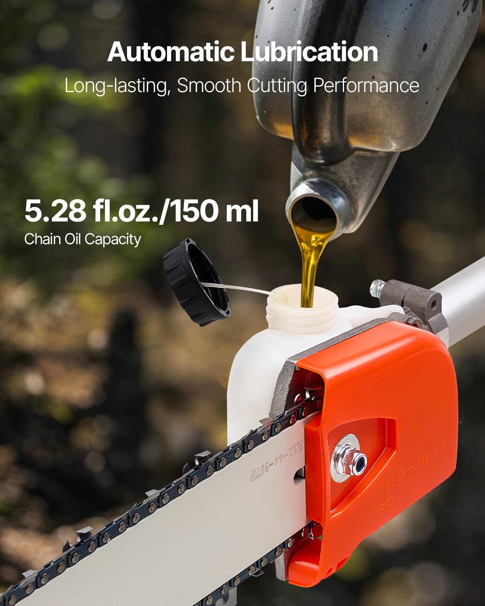 VEVOR Gas Pole Saw, 25CC 2 Stroke Gas Powered Pole Saws with 12 in Cutting Bar, Cordless Tree Trimmer with 23 fl.oz Fuel Tank, 7 to 12 ft Extendable, Powerful Chainsaw for Tree Trimming Pruning