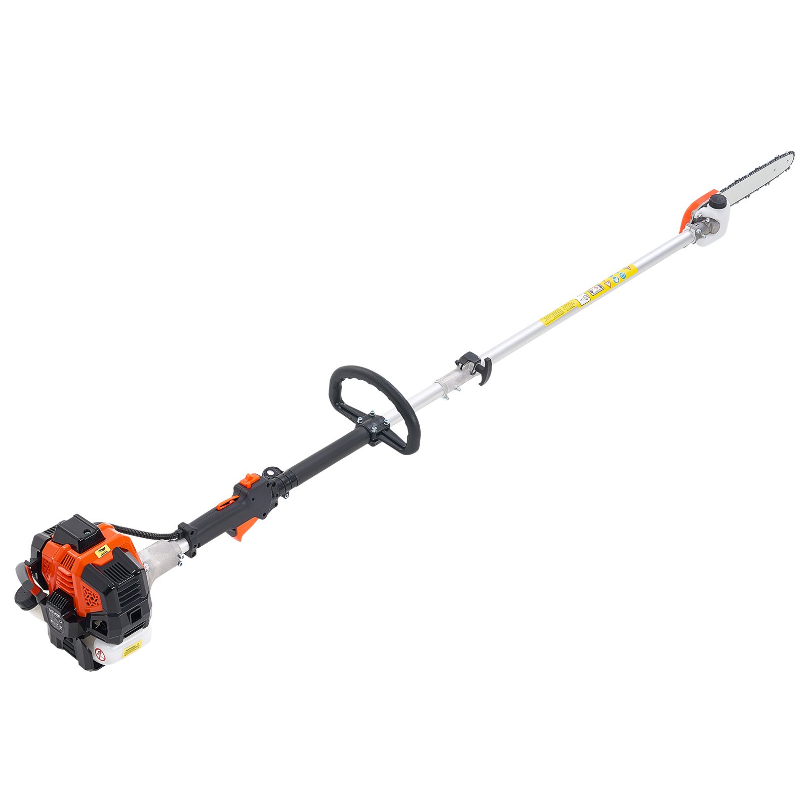 VEVOR Gas Pole Saw, 25CC 2 Stroke Gas Powered Pole Saws with 12 in Cutting Bar, Cordless Tree Trimmer with 23 fl.oz Fuel Tank, 7 to 12 ft Extendable, Powerful Chainsaw for Tree Trimming Pruning
