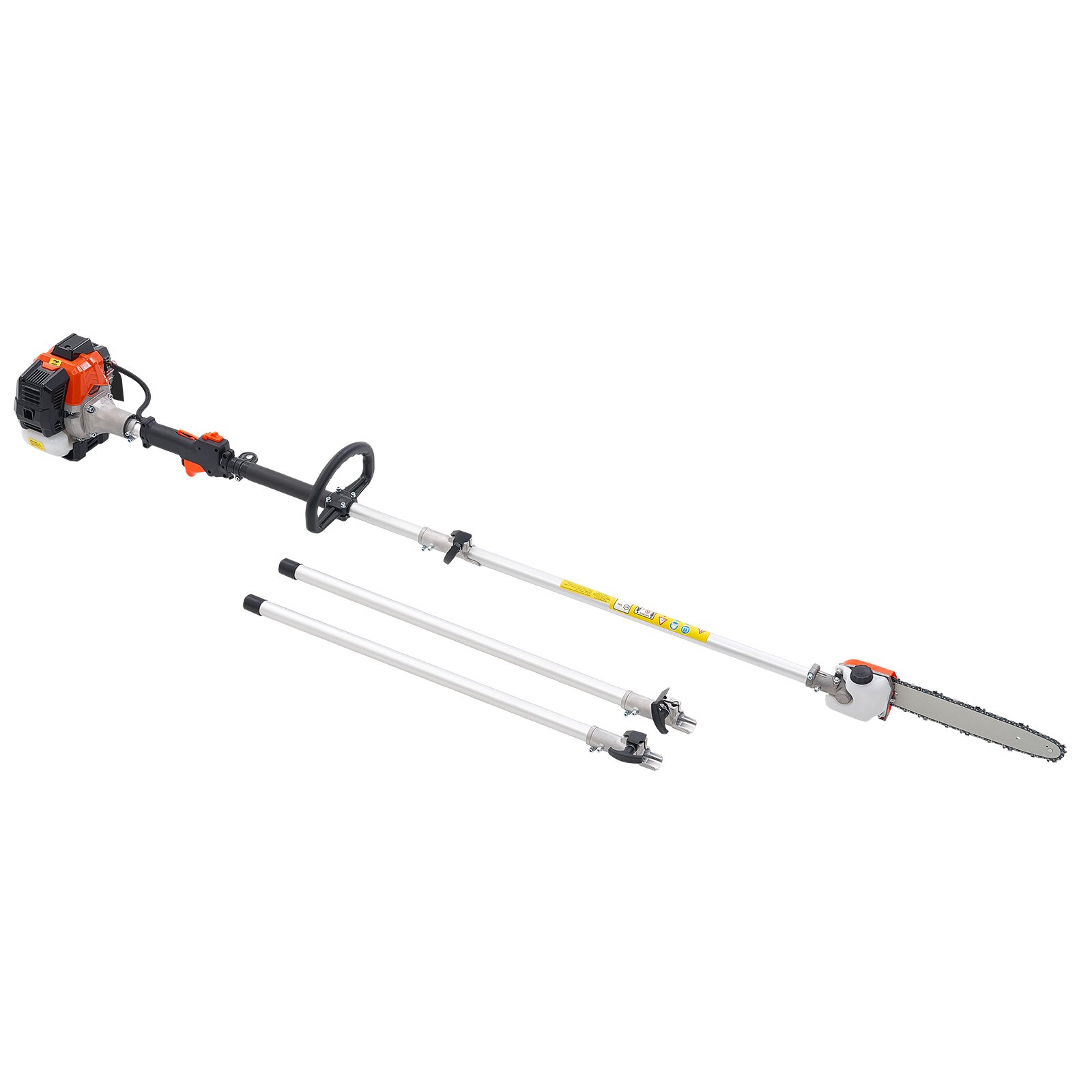 VEVOR Gas Pole Saw, 25CC 2 Stroke Gas Powered Pole Saws with 12 in Cutting Bar, Cordless Tree Trimmer with 23 fl.oz Fuel Tank, 7 to 12 ft Extendable, Powerful Chainsaw for Tree Trimming Pruning