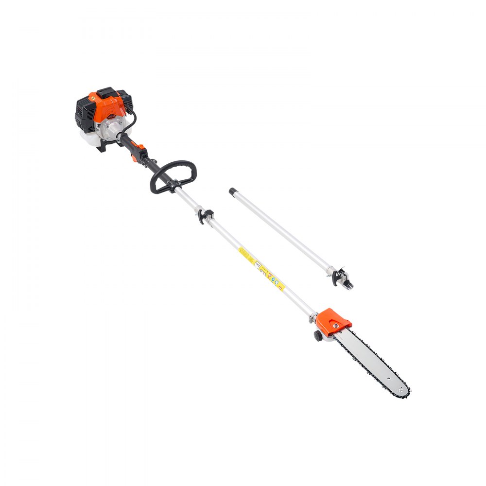 VEVOR Gas Pole Saw, 52CC 2 Stroke Gas Powered Pole Saws with 35.6 cm Cutting Bar, Cordless Tree Trimmer with 850ml Fuel Tank, 2.2 to 2.94 m  Extendable, Powerful Chainsaw for Tree Trimming Pruning
