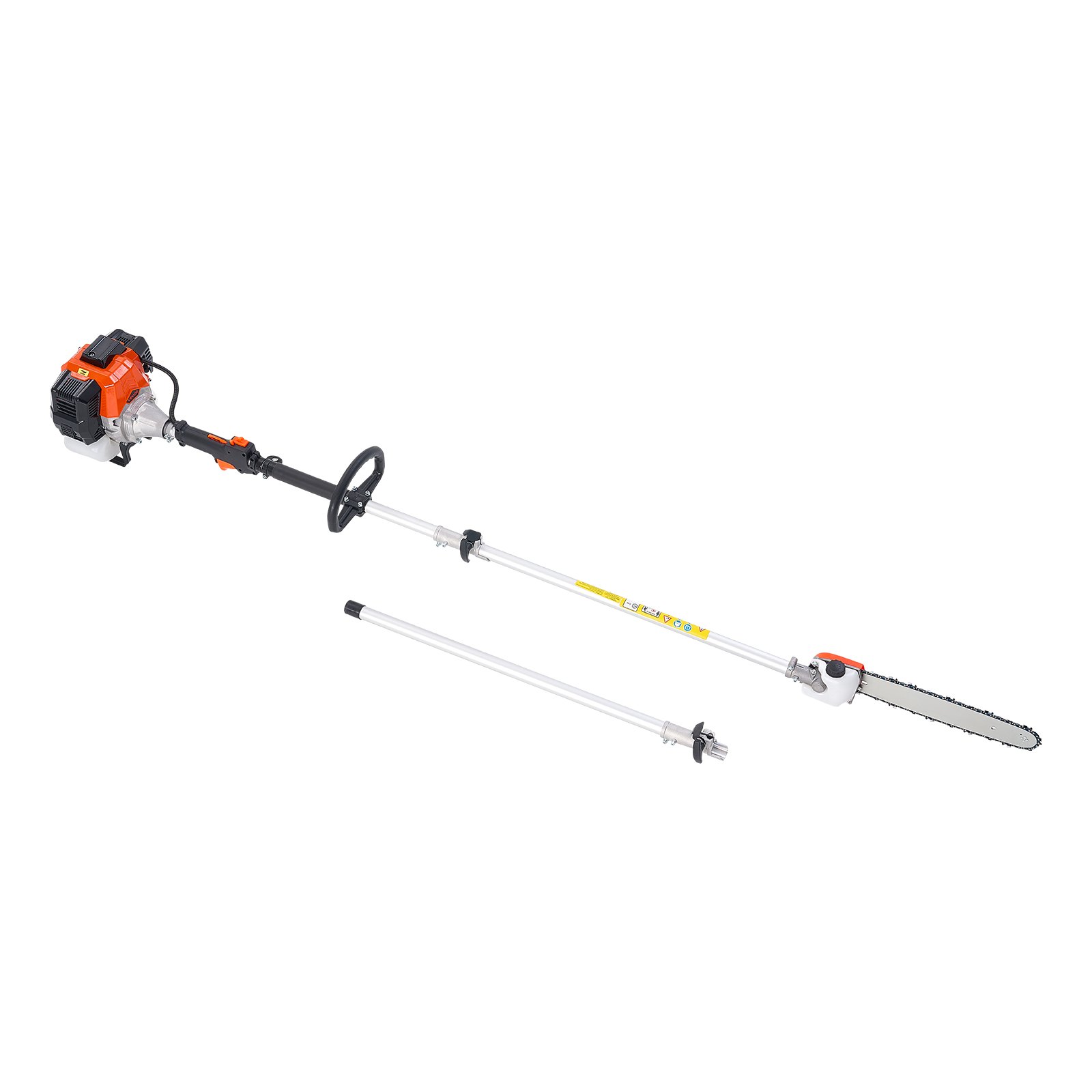 VEVOR Gas Pole Saw, 52CC 2 Stroke Gas Powered Pole Saws with 14 in Cutting Bar, Cordless Tree Trimmer with 30 fl.oz Fuel Tank, 7.2 to 10 ft Extendable, Powerful Chainsaw for Tree Trimming Pruning