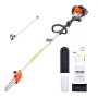 VEVOR Gas Pole Saw, 25CC 2 Stroke Gas Powered Pole Saws with 8 in Cutting Bar, Cordless Tree Trimmer with 23 fl.oz Fuel Tank, 6.5 to 9 ft Extendable, Powerful Chainsaw for Tree Trimming Pruning
