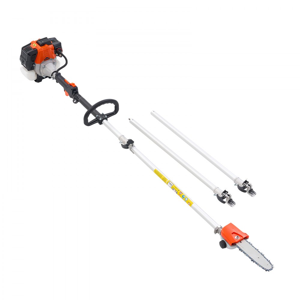 VEVOR Gas Pole Saw, 33CC 2 Stroke Gas Powered Pole Saws with 8 in Cutting Bar, Cordless Tree Trimmer with 30 fl.oz Fuel Tank, 6.7 to 11.6 ft Extendable, Powerful Chainsaw for Tree Trimming Pruning