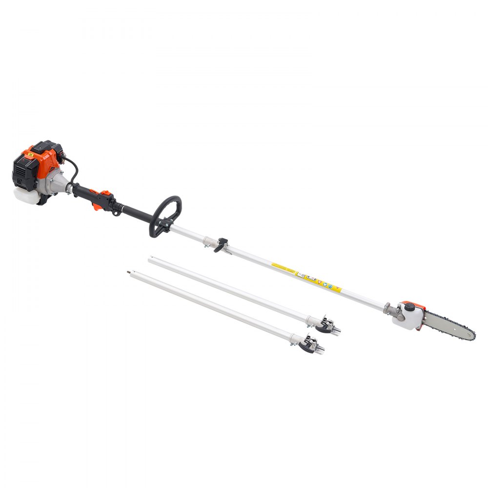 VEVOR Gas Pole Saw, 33CC 2 Stroke Gas Powered Pole Saws with 8 in Cutting Bar, Cordless Tree Trimmer with 30 fl.oz Fuel Tank, 6.7 to 11.6 ft Extendable, Powerful Chainsaw for Tree Trimming Pruning