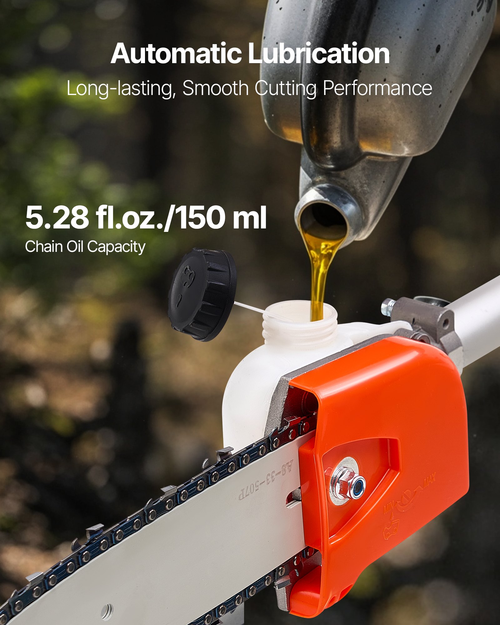 VEVOR Gas Pole Saw, 33CC 2 Stroke Gas Powered Pole Saws with 8 in Cutting Bar, Cordless Tree Trimmer with 30 fl.oz Fuel Tank, 6.7 to 11.6 ft Extendable, Powerful Chainsaw for Tree Trimming Pruning