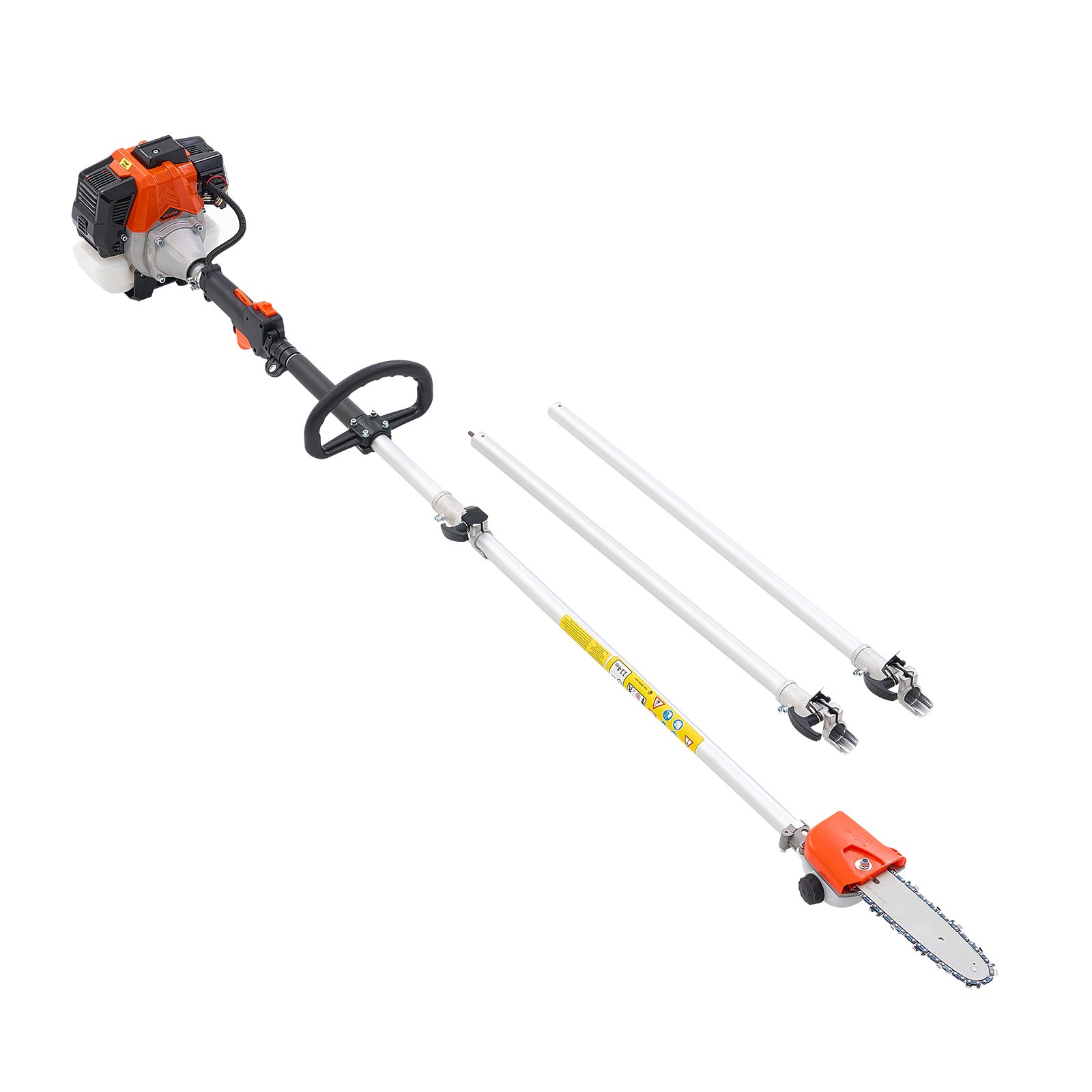 VEVOR Gas Pole Saw, 33CC 2 Stroke Gas Powered Pole Saws with 8 in Cutting Bar, Cordless Tree Trimmer with 30 fl.oz Fuel Tank, 6.7 to 11.6 ft Extendable, Powerful Chainsaw for Tree Trimming Pruning