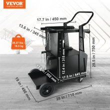 VEVOR Welding Cart, 2-Tier Heavy Duty Welder Cart with Anti-Theft Lockable Cabinet, 265LBS Static Weight Capacity, 360° Swivel Wheels Tank Storage Safety Chains for TIG, ARC, Plasma Cutter