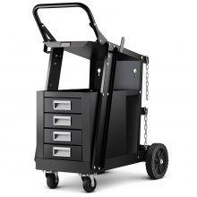 VEVOR Welding Cart, 2-Tier 4 Drawers Welder Cart with 265 LBS Weight Capacity, 360° Swivel Wheels, Tank Storage Safety Chains, Heavy Duty Rolling MIG Welder Cart for Mig Welder and Plasma Cutter