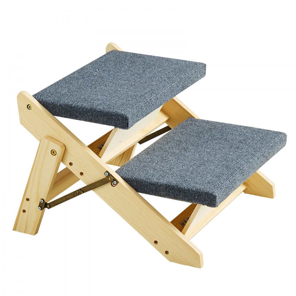 VEVOR Wooden Pet Stairs/Pet Step with 2 Steps 2-in-1 Foldable Dog Stair 50 kg