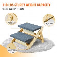 VEVOR  Wooden Pet Stairs/Pet Step with 2 Steps 2-in-1 Foldable Dog Stair 110 lbs