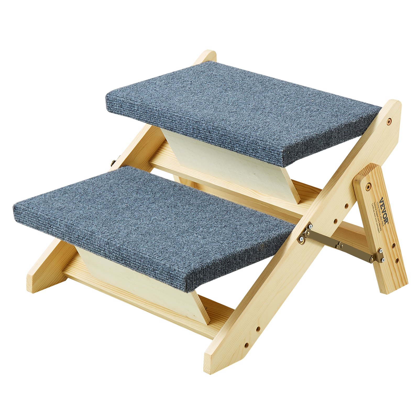 VEVOR Wooden Pet Stairs/Pet Step with 2 Steps 2-in-1 Foldable Dog Stair 50 kg