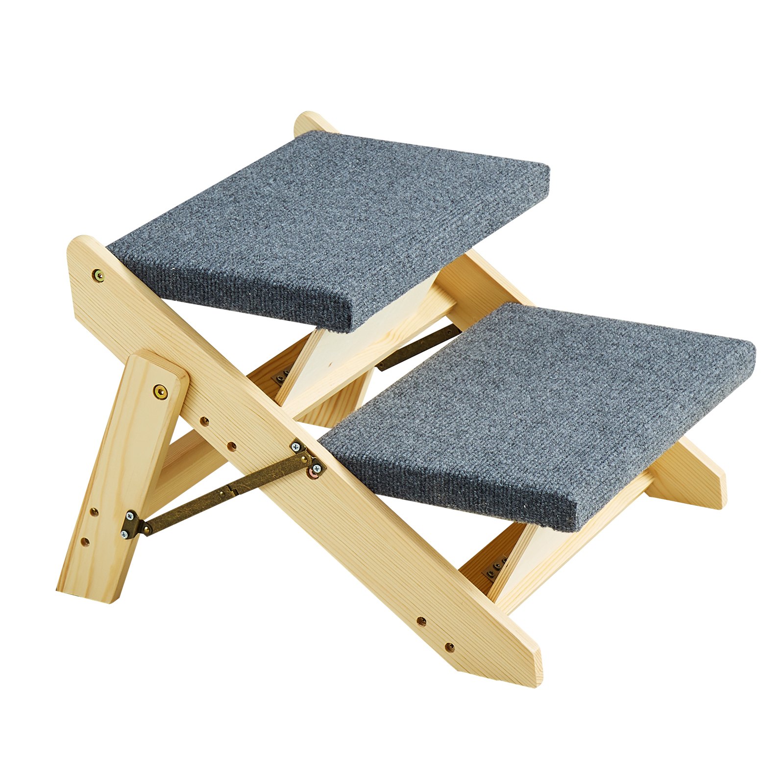 VEVOR Wooden Pet Stairs/Pet Step with 2 Steps 2-in-1 Foldable Dog Stair 50 kg