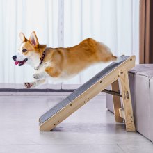 VEVOR Escaleras de madera para mascotas/escalones para mascotas, escalera de madera plegable 2 en 1 para camas, sofás y coches, escaleras y rampa para perros con 3 escalones para mascotas pequeñas, medianas y grandes, hasta 150 libras