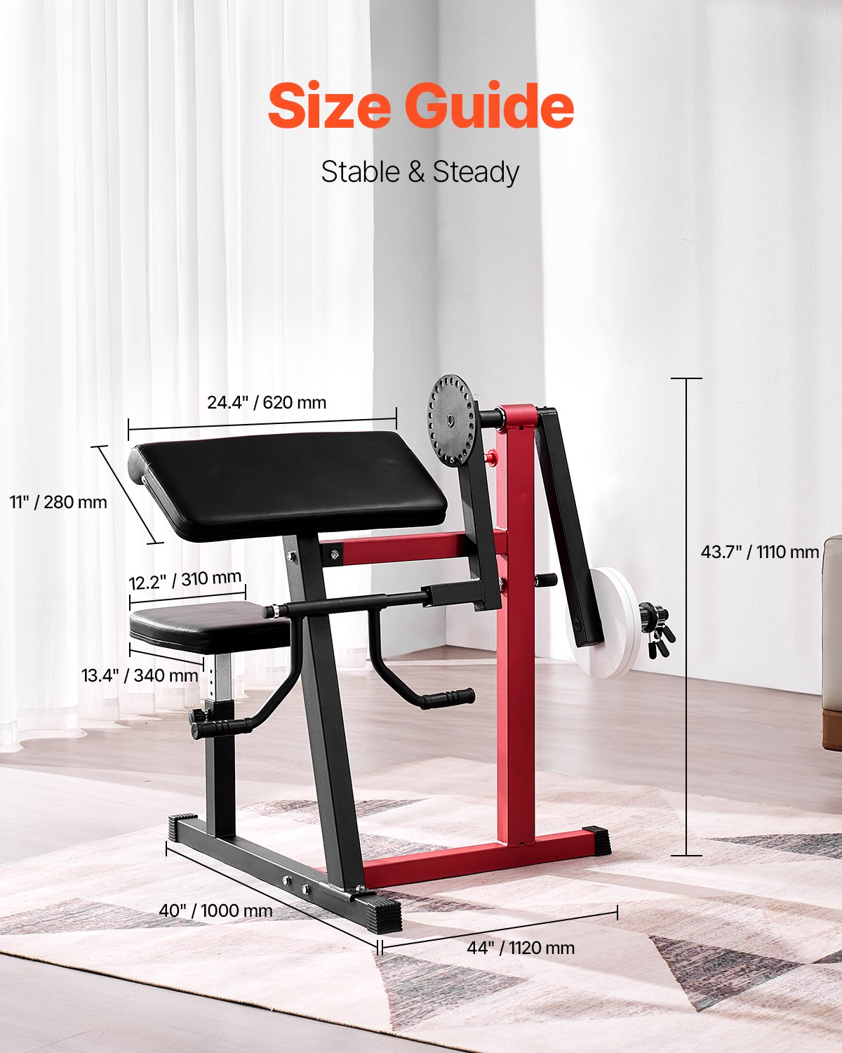 VEVOR 2 in 1 Preacher Curl Bench Bicep Curls and Triceps Extension Machine