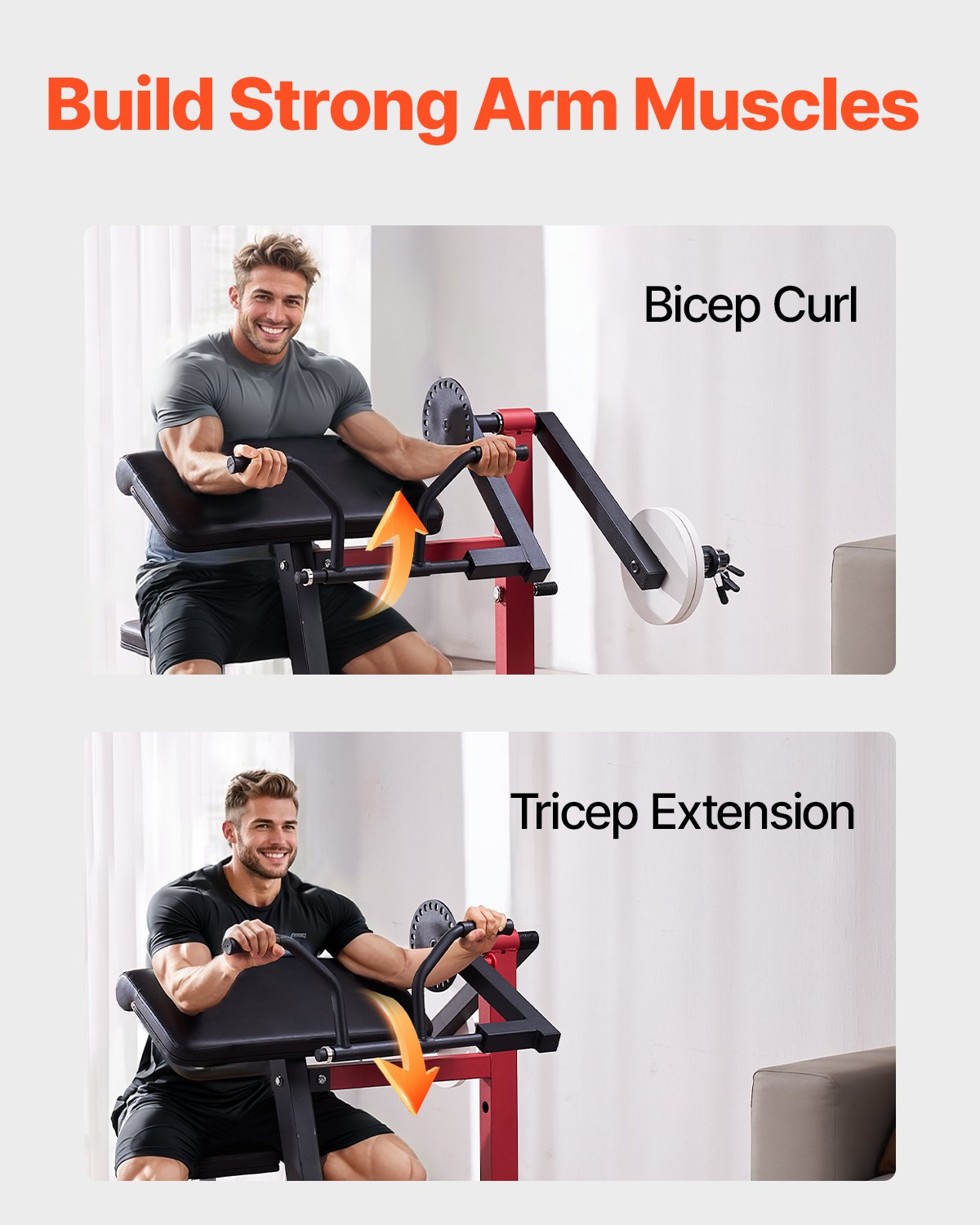 VEVOR 2 in 1 Preacher Curl Bench Bicep Curls and Triceps Extension Machine
