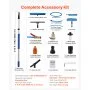 VEVOR Solar Panel Cleaning Kit, 4.6 m, Water Fed Pole Kit with Cleaning Brush, Squeegee, Soap Dispenser, Extendable Aluminum Telescopic Pole, 180° Rotatable Brush Head, for Roof Mounted Solar Panels