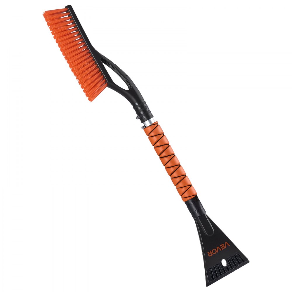 VEVOR Snow Brush and Ice Scrapers for Car Windshield, 27-inch Aluminum Snow Scraper Removal Tool with Foam Grip & Scratch-Free Bristles, Detachable and Easy-to-Carry for Cars, Trucks, SUVs, RVs