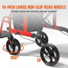 VEVOR 2 in 1 Rollator Walker & Transport Chair for Seniors, Folding Rolling Walker Wheelchair Combo & Footrests, Lightweight Aluminum Mobility Walker with Adjustable Handle, All Terrain Wheels, 300LBS