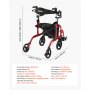 VEVOR 2-in-1 Rollator Walker & Transport Chair for Seniors, Foldable Rolling Walker Wheelchair, Lightweight Aluminum Mobility Walking Aid with Solid PVC Wheels, Cup & Cane Holder - Supports 136kg