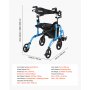VEVOR 2-in-1 Rollator Walker & Transport Chair for Seniors, Foldable Rolling Walker Wheelchair, Lightweight Aluminum Mobility Walking Aid with Solid PVC Wheels, Cup & Cane Holder - Supports 136kg