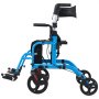 VEVOR 2-in-1 Rollator Walker & Transport Chair for Seniors, Foldable Rolling Walker Wheelchair, Lightweight Aluminum Mobility Walking Aid with Solid PVC Wheels, Cup & Cane Holder - Supports 136kg