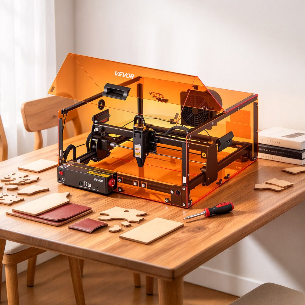 VEVOR Laser Engraver Machine 10W Fully Enclosed Laser Cutter Safety Class 1, for Pine Wood Acrylic, 305 mm x 310 mm Work Area, 36000 mm/min, 0.06 mm Fine Engraving Spot, Supports USB WiFi Connection