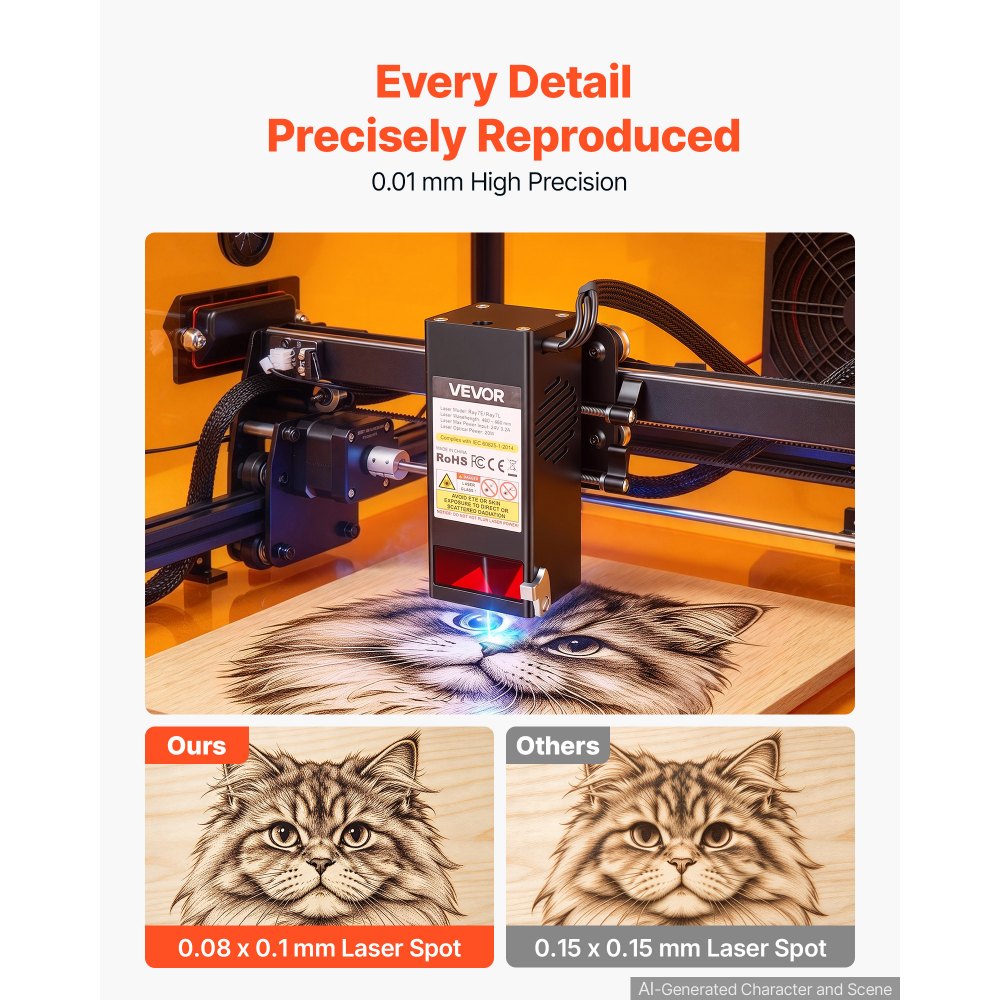 VEVOR Laser Engraver Machine 20W Fully Enclosed Laser Cutter Safety Class 1, for Pine Wood Black Acrylic, 305 x 305 mm Work Area, 36000 mm/min, 0.08 x 0.1 mm Fine Engraving Spot, USB WiFi Connection