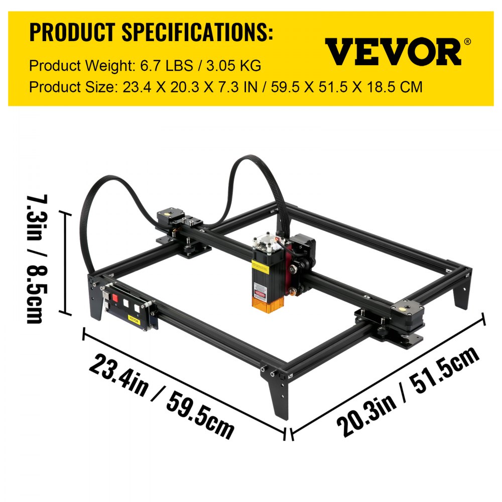 VEVOR Desktop Laser Engraver, 310 x 300 mm Large Engraving Area, 5.5W Laser Power Laser Wood Engraving Machine, Support Windows 7 / 8 / 10 / 11, iOS, Android Latest GRBL f1.1 Firmware, VevorWorks