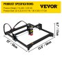VEVOR Desktop Laser Engraver 16,1"x15,7" Μεγάλη επιφάνεια χάραξης Ισχύς λέιζερ 5,5W
