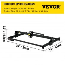 VEVOR Desktop Laser Engraver 18,1"x31,9" Stort gravyrområde 7,5W Laser Power