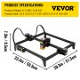Gravador a laser de mesa VEVOR 12,2 "x 11,8" Grande área de gravação 5,5 W de potência a laser