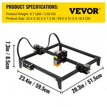 Gravador a laser de mesa VEVOR 12,2 "x 11,8" Grande área de gravação 5,5 W de potência a laser
