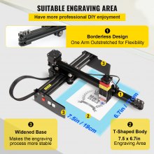 VEVOR Portable Laser Engraver 7,5"x6,7" Stort gravyrområde 4,5W Laser Power