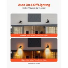 2 Pack Outdoor Barn Light 11.5 in Dusk to Dawn Gooseneck Wall Sconce Black