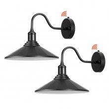 2 Pack Outdoor Barn Light 11.5 in Dusk to Dawn Gooseneck Wall Sconce Black