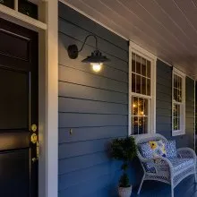 VEVOR Solar Outdoor Barn Light, 3 Lighting Modes and Motion Sensor, 2-Pack Gooseneck Light Fixture, Farmhouse Wall Sconce, with E27 Bulb Compatible, Waterproof for Porch, House, Entryway, Garage, Black