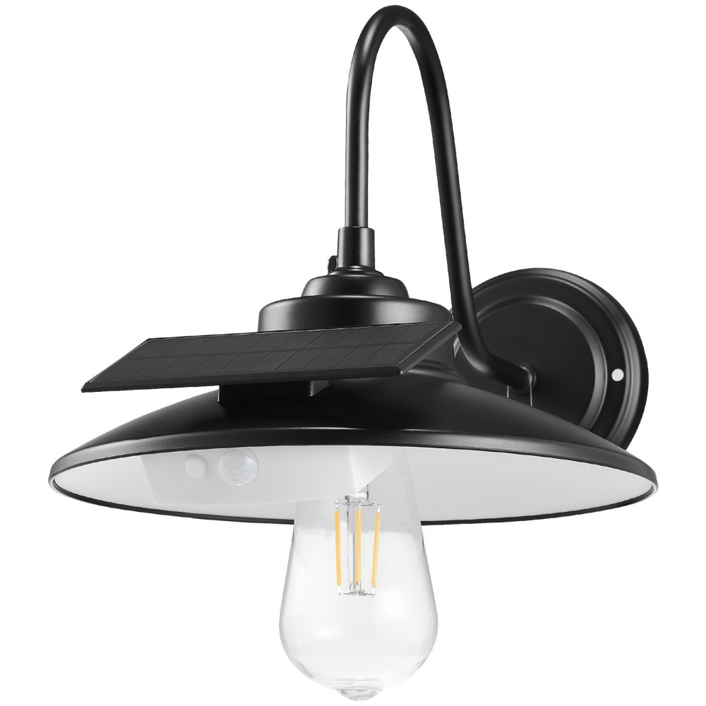 VEVOR Solar Barn Light, 3 Lighting Modes & Motion Sensor, Dusk to Dawn Outdoor Wall Sconces, Exterior Farmhouse Gooseneck Lights, Wall Mount, IP65 Waterproof for Outside Yard Street Garage Shed Patio