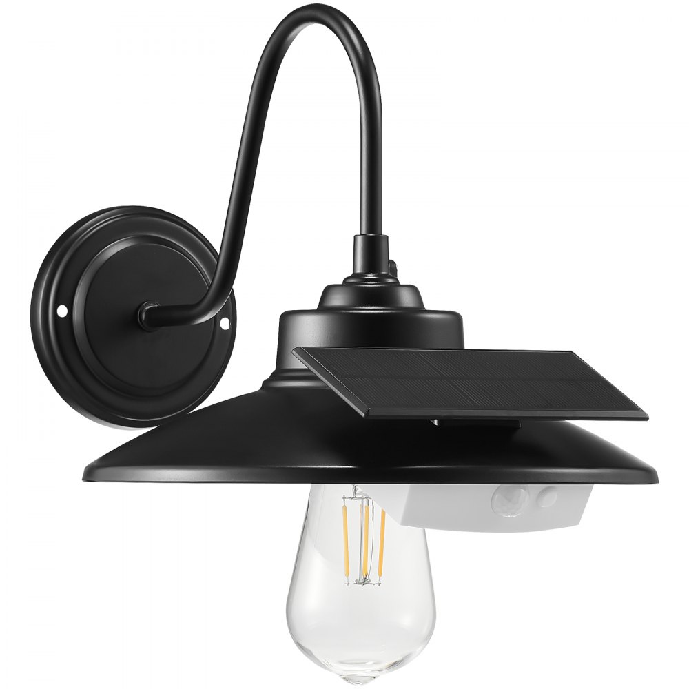 VEVOR Solar Barn Light, 3 Lighting Modes & Motion Sensor, Dusk to Dawn Outdoor Wall Sconces, Exterior Farmhouse Gooseneck Lights, Wall Mount, IP65 Waterproof for Outside Yard Street Garage Shed Patio