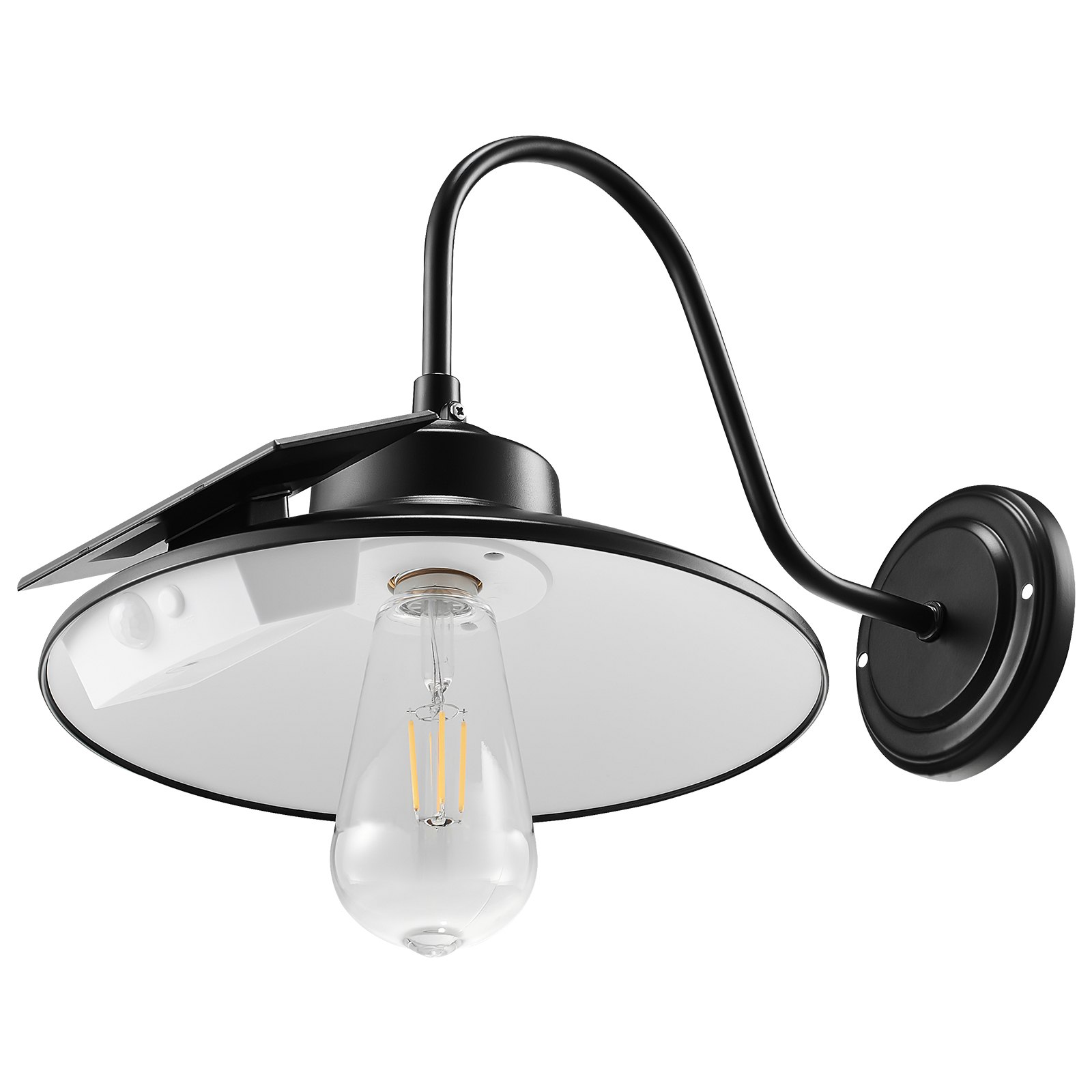 VEVOR Solar Barn Light, 3 Lighting Modes & Motion Sensor, Dusk to Dawn Outdoor Wall Sconces, Exterior Farmhouse Gooseneck Lights, Wall Mount, IP65 Waterproof for Outside Yard Street Garage Shed Patio