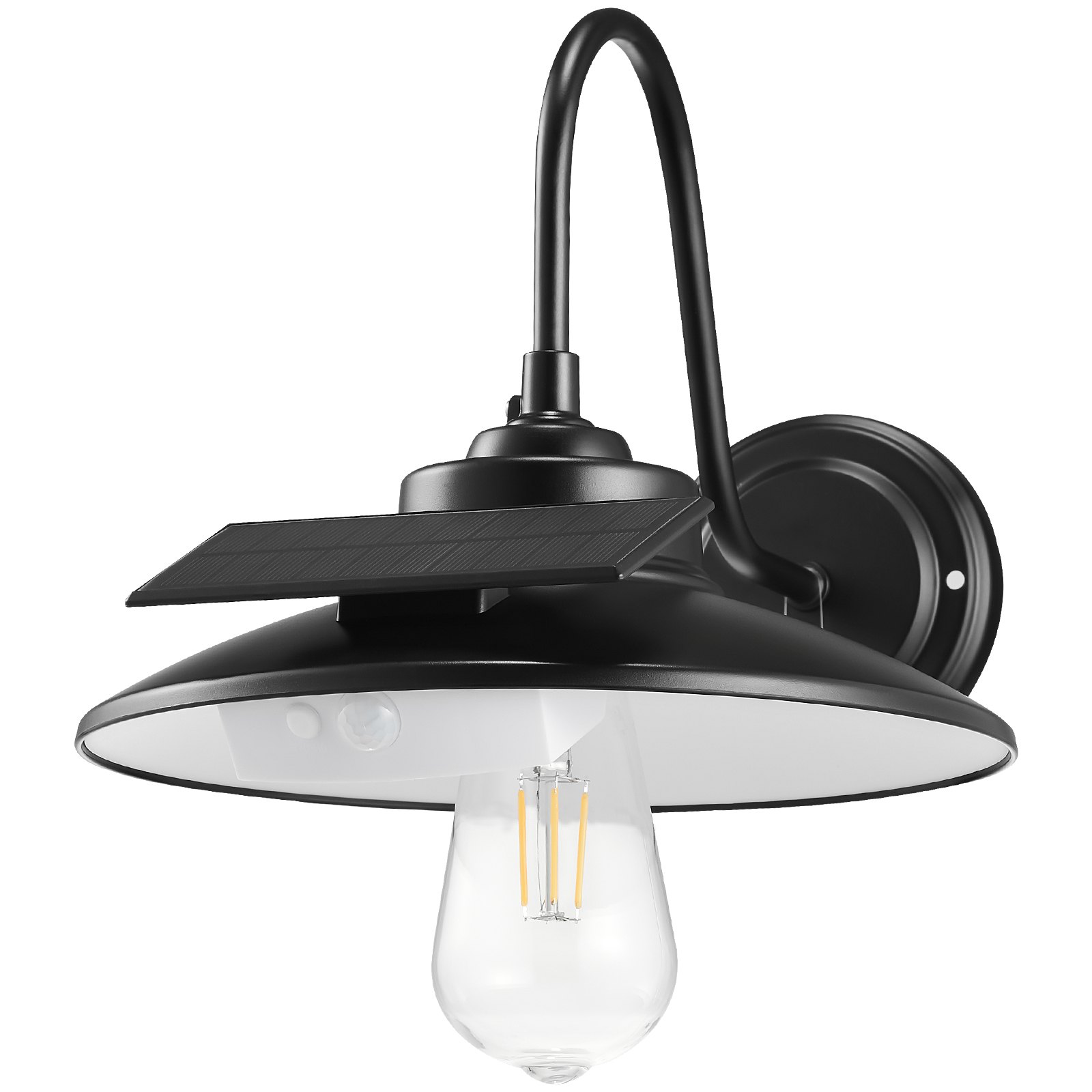 VEVOR Solar Barn Light, 3 Lighting Modes & Motion Sensor, Dusk to Dawn Outdoor Wall Sconces, Exterior Farmhouse Gooseneck Lights, Wall Mount, IP65 Waterproof for Outside Yard Street Garage Shed Patio