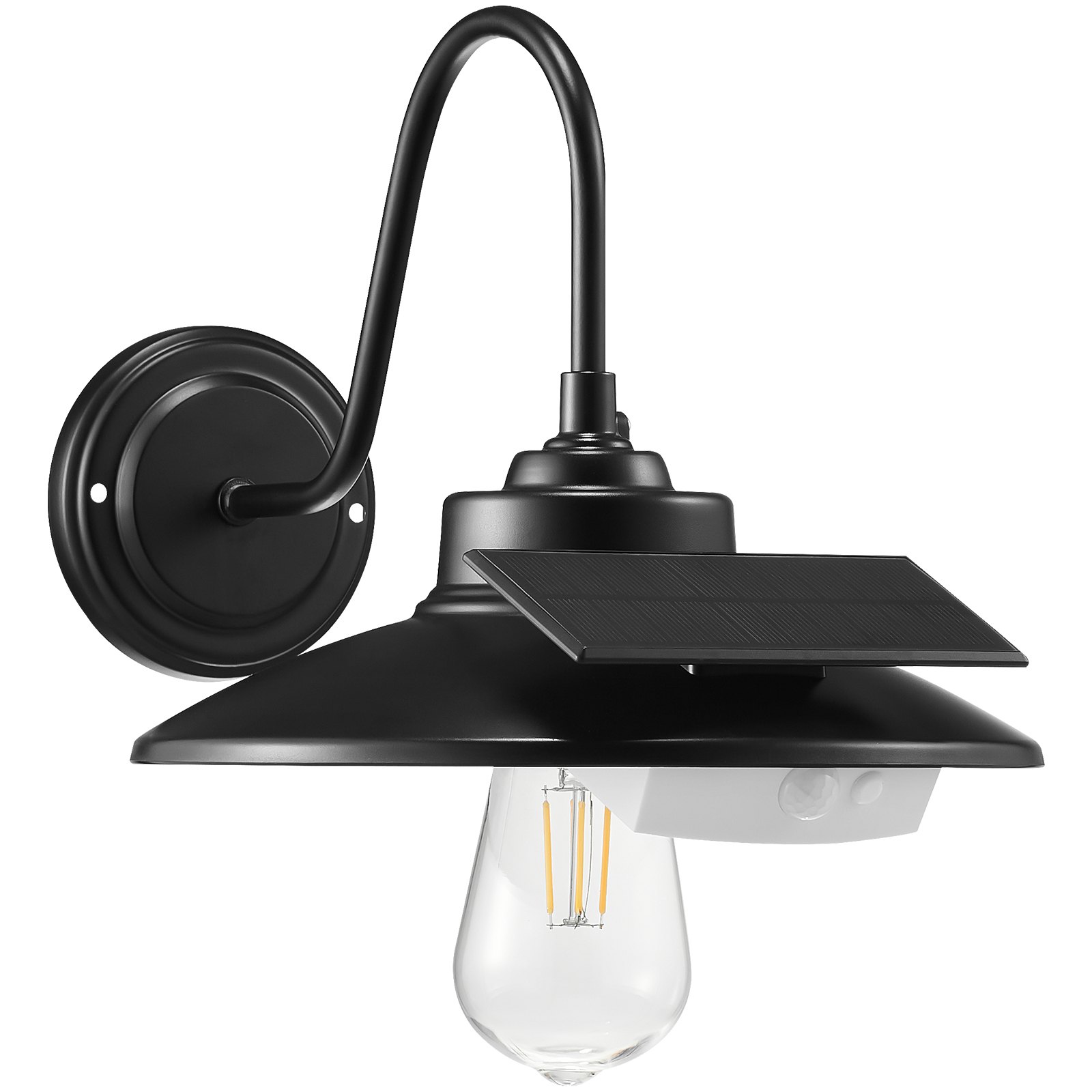 VEVOR Solar Barn Light, 3 Lighting Modes & Motion Sensor, Dusk to Dawn Outdoor Wall Sconces, Exterior Farmhouse Gooseneck Lights, Wall Mount, IP65 Waterproof for Outside Yard Street Garage Shed Patio