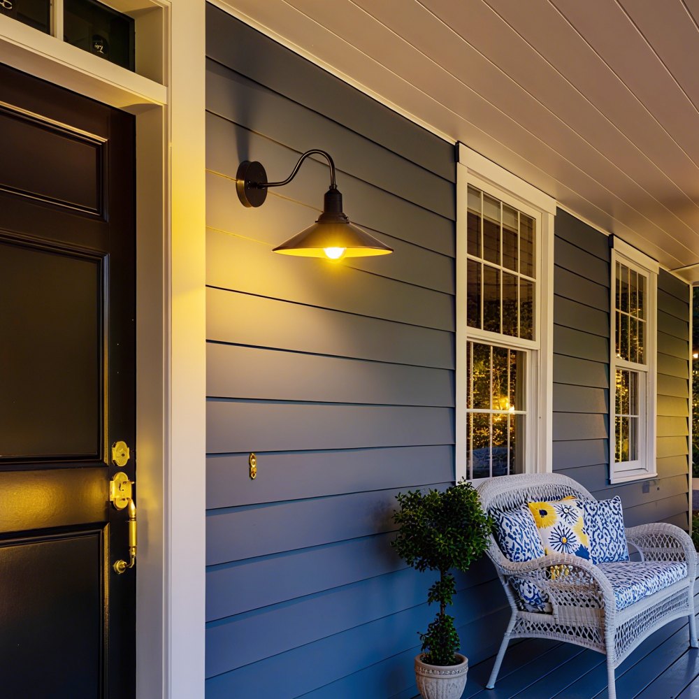 VEVOR Outdoor Barn Light, 11.5 in Diameter, 2-Pack Farmhouse Gooseneck Light Fixture, Exterior Wall Sconce, with Vintage Style, Anti-Rust, E26 Bulb Compatible for Porch, House, Entryway, Garage, Black