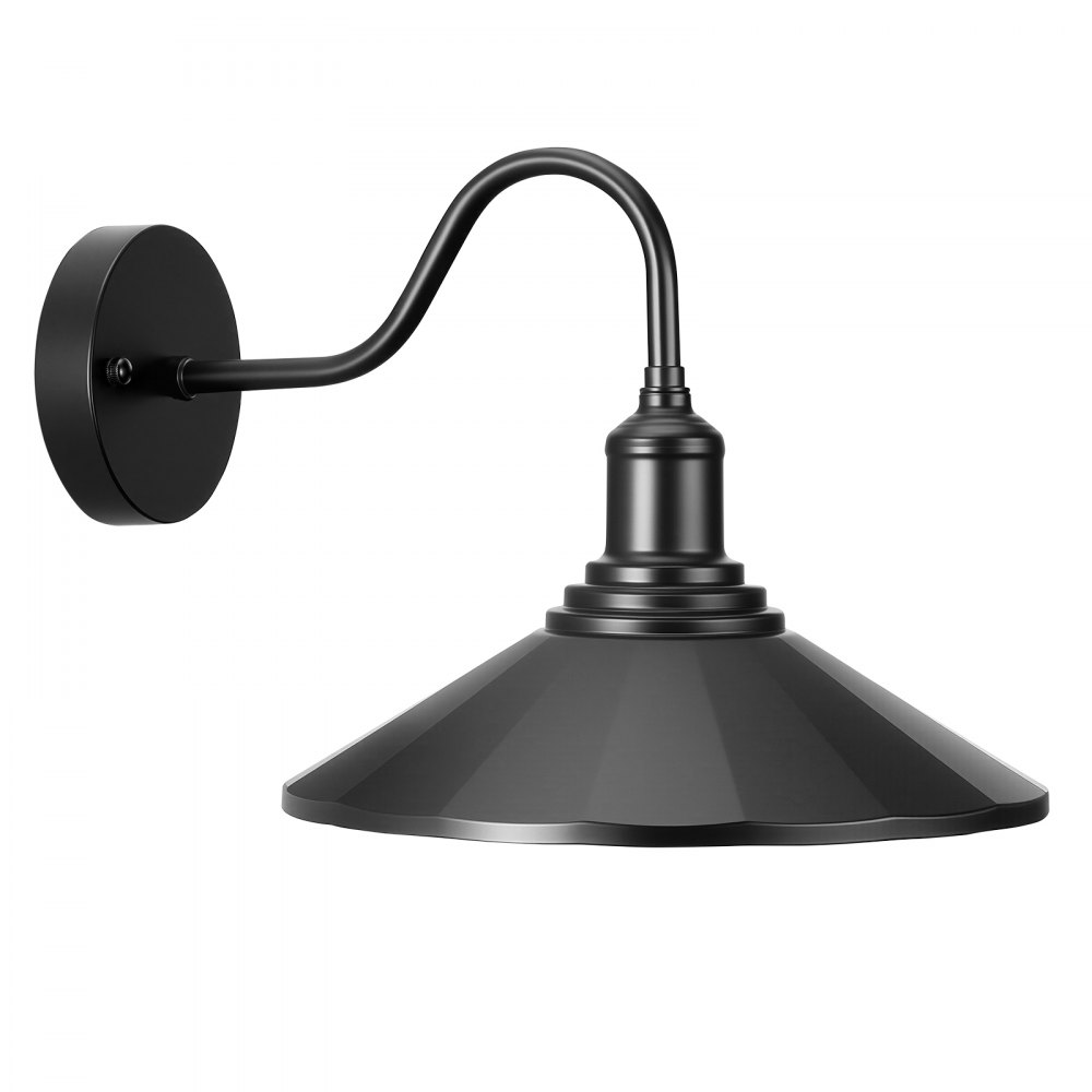 VEVOR Outdoor Barn Light, 11.5 in Diameter, 2-Pack Farmhouse Gooseneck Light Fixture, Exterior Wall Sconce, with Vintage Style, Anti-Rust, E26 Bulb Compatible for Porch, House, Entryway, Garage, Black