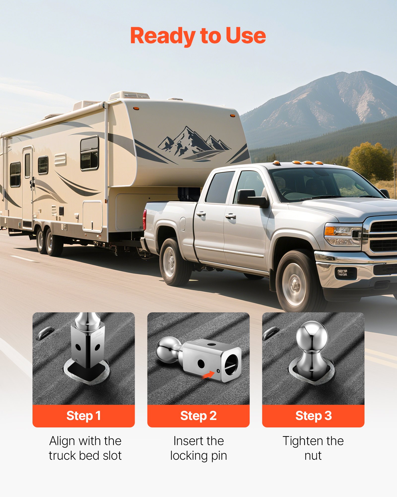 VEVOR Gooseneck Ball Hitch, Compatible with 2-5/16 Inch Hitch Replacement Ball, Gooseneck Trailer Hitch Up to 30,000 lbs Load Capacity, Fit Off-road Rescue, RV Towing & Industrial Equipment Transport